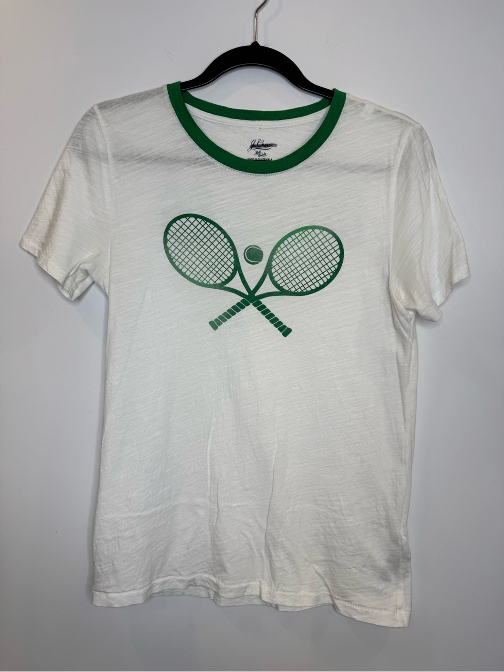 J. Crew cotton doubles White ringer Tee Tennis Racket Graphic sz small